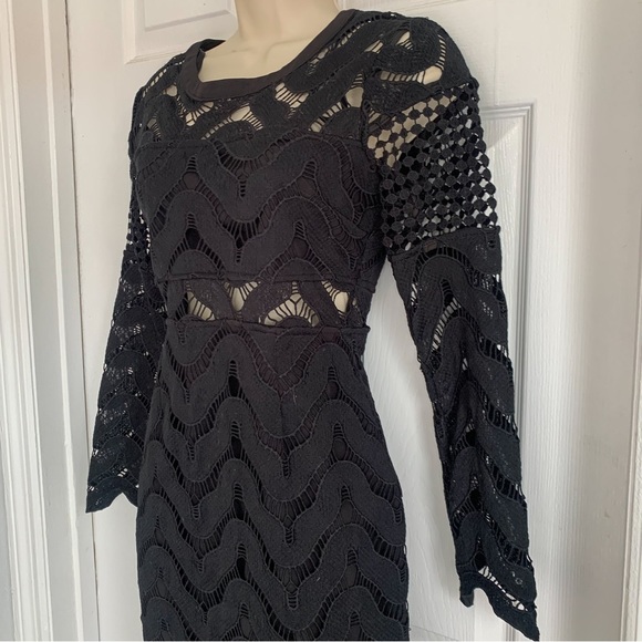 Premonition Black Crochet Lace Midi Dress - Picture 4 of 9